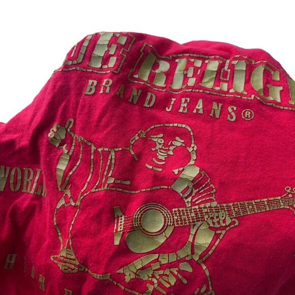 Vintage True Religion Shirt Metallic Buddha Large Pink - Picture 7 of 14